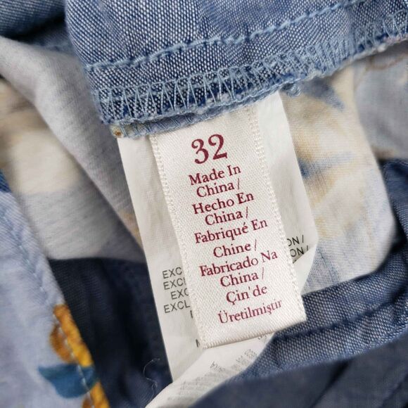 Original Penguin Floral Print Chino Shorts Mens 32‎ Blue Tropical Hawaiian Aloha - Picture 3 of 6